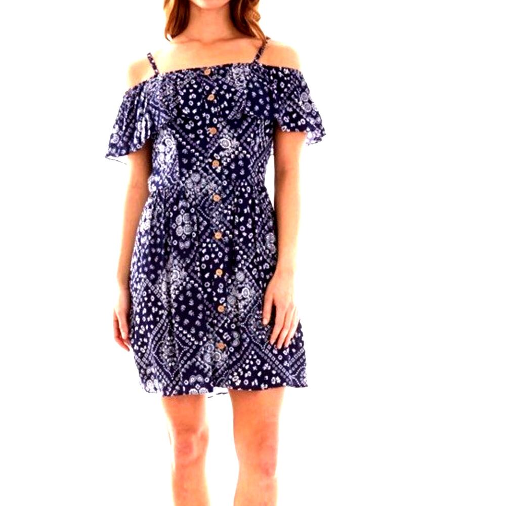 BCX boho Off Shoulder artsy geomentric Dress s retro cottagecore fairy festival